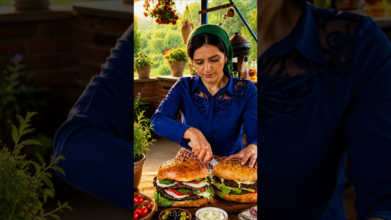 Traditional Beef Burger Cooking in an Iranian Village #food #cooking #beefburger #iran Traditional Beef Burger Cooking in an Iranian Village #food #cooking #beefburger #iran