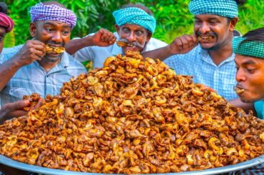 CHICKEN GIZZARD FRY | Mushroom Gizzard Pepper Fry Recipe Cooking in Village | Chicken Parts Recipe
