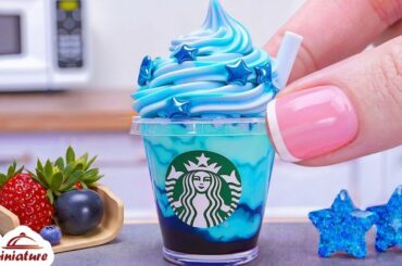 🌊 So Easy Mini Starbucks Blue Cloud Frappuccino Making Ideas | ASMR Cooking Mini Food
