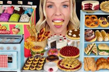 ASMR MUKBANG, Miniature Food, Mini Bakery, Pastries, Ice Cream Parlour, Cherry Pie, Mini Oven 먹방