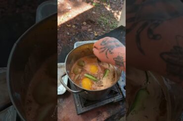 Cooking pork chitterlings #fishing #cooking #outdoors