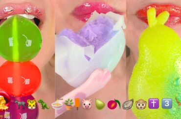 ASMR Eating Emoji Food Challenge frozen Honey Wax Candy Fondant