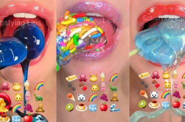 Very Satisfying ASMR Eating Emoji Food Challenge Honey Wax Candy Kohakutou