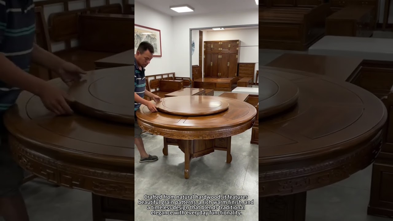 Luxury Solid Wood Round Dining Table ✨ #furniture #wood#interiordesign #naturalwood#shorts Luxury Solid Wood Round Dining Table ✨ #furniture #wood#interiordesign #naturalwood#shorts