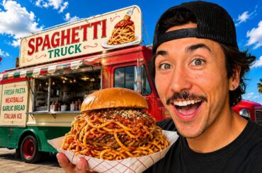 Eating at RANDOM Food Trucks For 24 Hours...