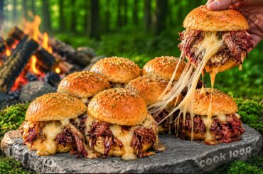Wild Cooking ASMR | Slow-Braised Pulled Beef Sliders on Open Fire