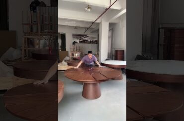 modern extendable round dining table for 6 8 10 12 persons / masa rotunda extensibila