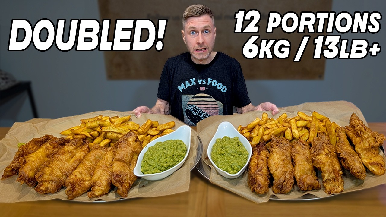 BRITAIN’S BIGGEST FISH AND CHIPS CHALLENGE HAS 12 PORTIONS! 6KG/13LB+ BRITAIN'S BIGGEST FISH AND CHIPS CHALLENGE HAS 12 PORTIONS! 6KG/13LB+