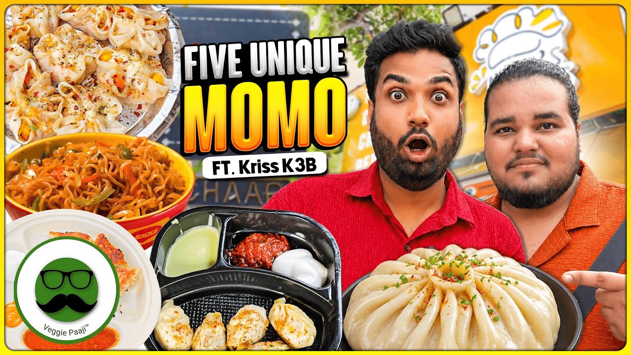 Eating 5 Unique Momo in Delhi Street Food with @krissk3b | Veggie Paaji Eating 5 Unique Momo in Delhi Street Food with @krissk3b | Veggie Paaji