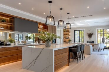 Designing One Unified Space: Modern Luxury Kitchen, Dining and Living Room Layout Without Partitions