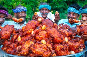 FULL CHICKEN FRY with EGGS INSIDE | Chicken Fry Recipe Cooking in Village | Fried Chicken Recipe