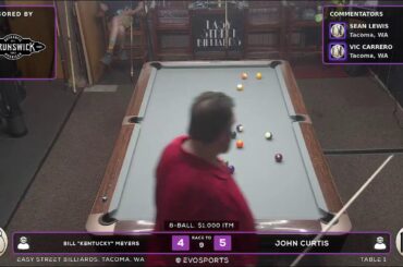 BILL "KENTUCKY" MEYERS vs JOHN CURTIS - EASY STREET BILLIARDS - TABLE 1 | EvoSports