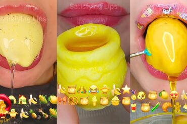 Satisfying ASMR Eating Yellow Food Emoji Challenge ⭐🌼💛