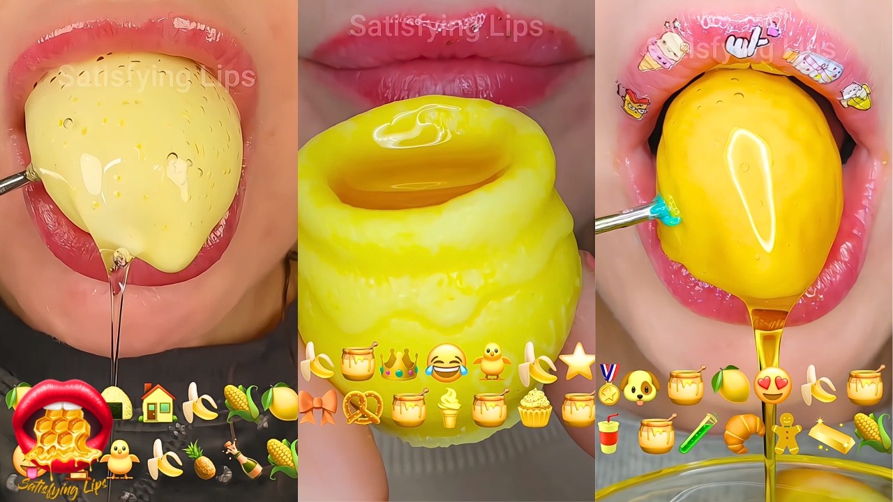 Satisfying ASMR Eating Yellow Food Emoji Challenge βπΌπ Satisfying ASMR Eating Yellow Food Emoji Challenge βπΌπ