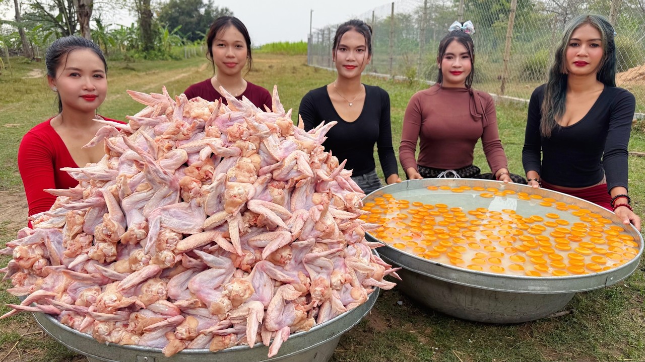 Amazing cooking deep fried crispy chicken wing and deep fried egg recipe Amazing cooking deep fried crispy chicken wing and deep fried egg recipe