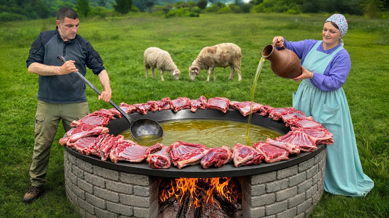 Cooking A Massive Lamb Pilaf For a Mountain Village Feast! Cooking A Massive Lamb Pilaf For a Mountain Village Feast!