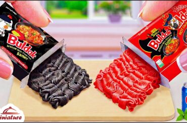 Best Korean Food 🔥 How To Make Spicy Korean Noodles Vs Black Buldak Ramen | ASMR Cooking Mini Food