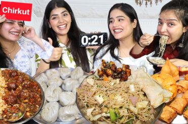 Guess the Words Food Eating Challenge | Momos, Korean Burger🔥, Fried Rice, Manchurian, Spring Rolls.