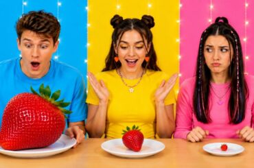 Big, Medium & Small Plate Challenge! Amazing Food Hacks by 123 GO! LIKE