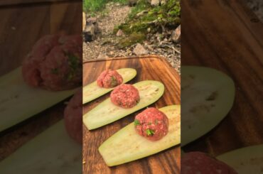 Best campfire recipe you'll see today! 🍆🍖 #shorts #recipes #cooking