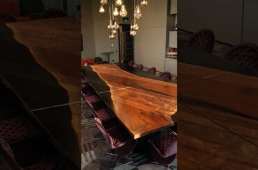 Modular Dining Tables Made From a 16 Foot Slab Of Claro Walnut #construction #resturant #furniture