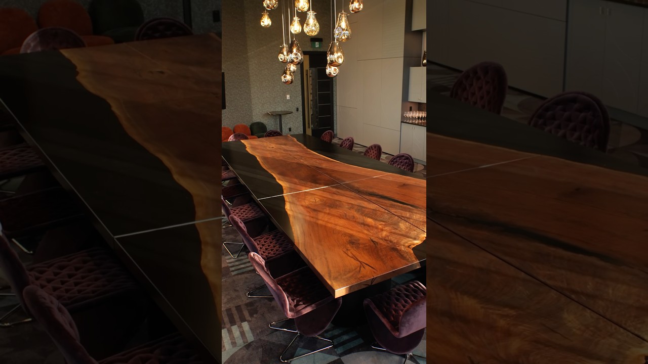 Modular Dining Tables Made From a 16 Foot Slab Of Claro Walnut #construction #resturant #furniture Modular Dining Tables Made From a 16 Foot Slab Of Claro Walnut #construction #resturant #furniture