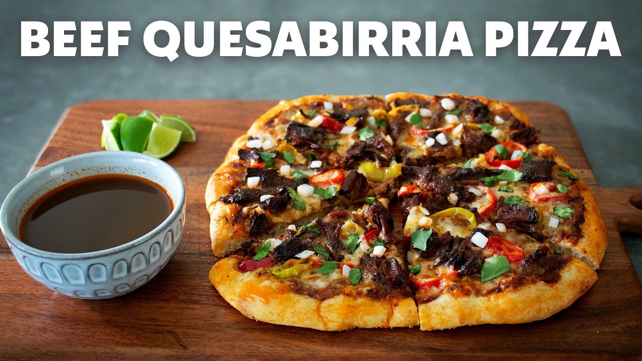 Beef Quesabirria Pizza with Consommé Dip | Food Wishes Beef Quesabirria Pizza with Consommé Dip | Food Wishes