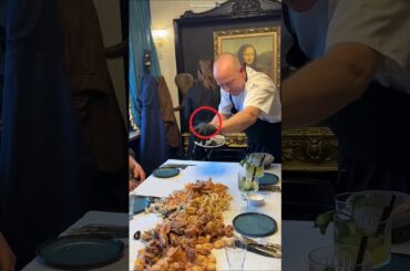 The chef placed hot coals on the table and served hot food #shorts