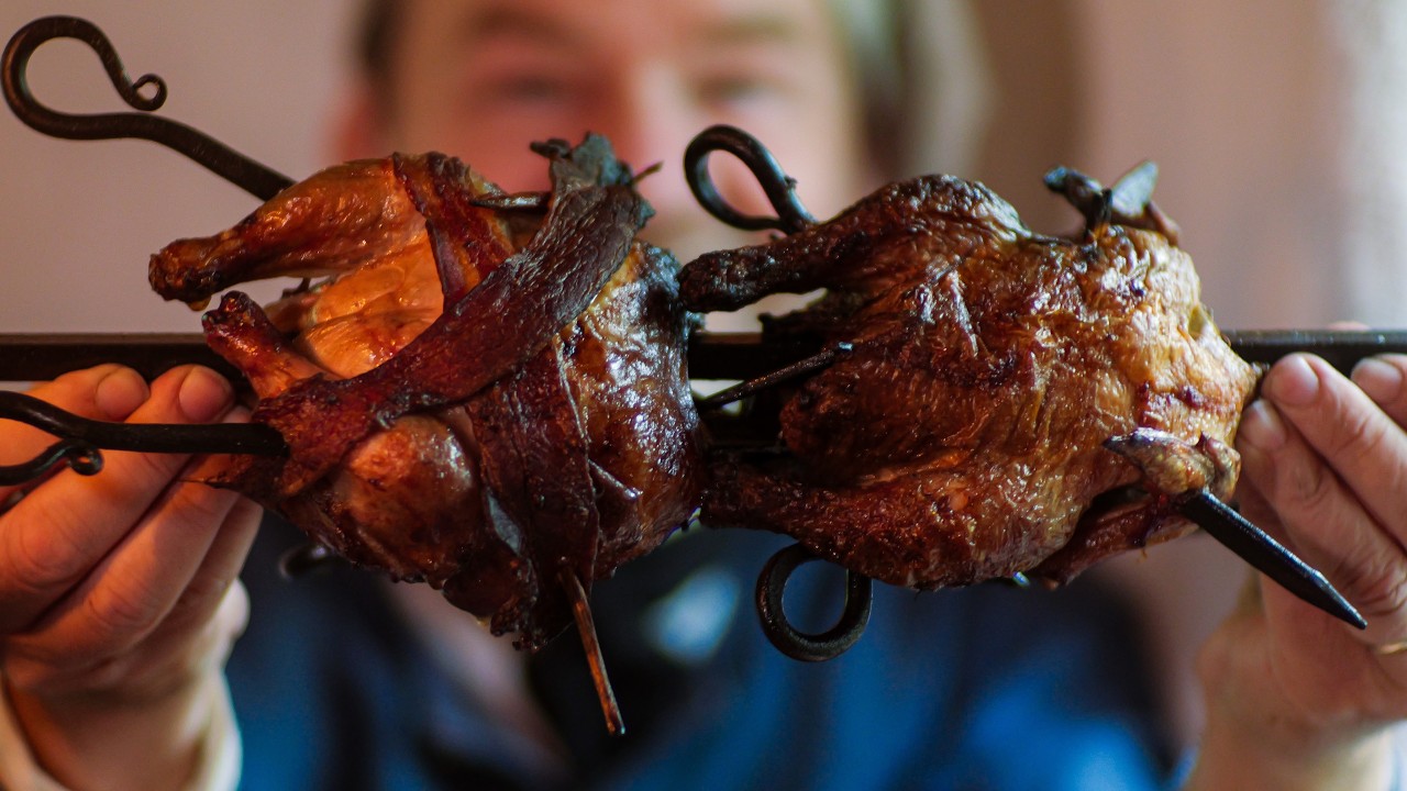 Primitive Cooking: Small Birds on an Open Fire Primitive Cooking: Small Birds on an Open Fire