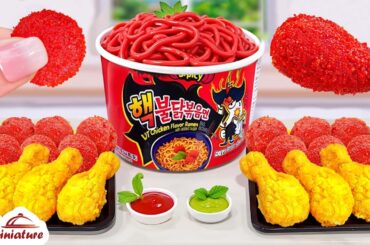 Best Combo Food 😍 How To Make Mini Fried Chicken Thigh With Spicy Korean Noodles & Nuggets