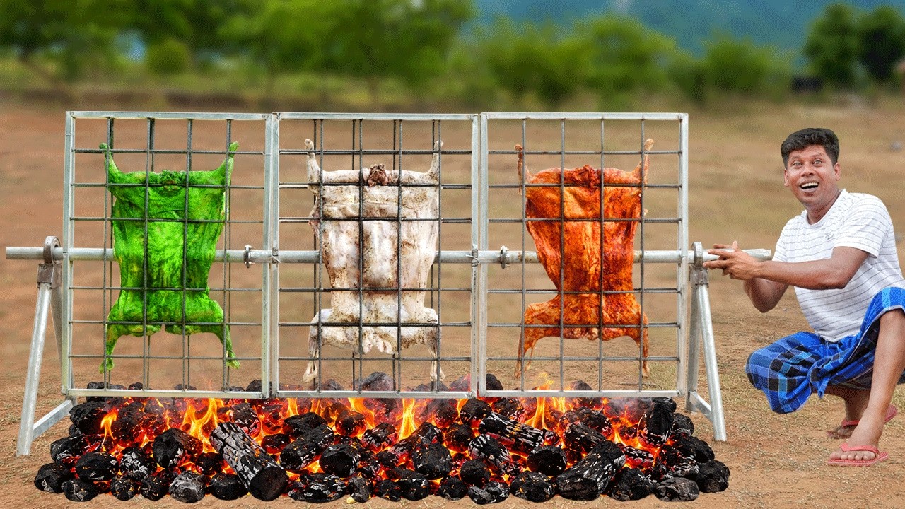 MUTTON CHARCOAL | 3 Variety Masala Mutton Charcoal Recipe | Whole Goat BBQ MUTTON CHARCOAL | 3 Variety Masala Mutton Charcoal Recipe | Whole Goat BBQ