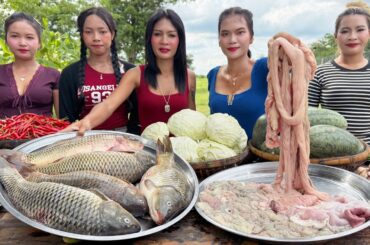 Amazing cooking fish and pork in my countryside recipe | roast fish recipe, steam pork recipe