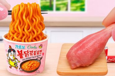 Miniature Cooking Chicken Recipe | How to Make Fried Chicken and Best Korean Spicy Noodles