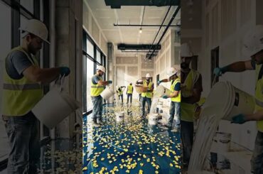 Amazing Blue Epoxy Floor Transformation 😍 Yellow Flowers + Gold Flakes| Luxury Dining Room Makeover
