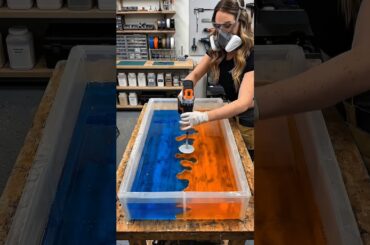 Marbled Blue & Orange Resin Dining Table! 🌊🔥 | Satisfying Dual Pour & Stunning LED Reveal ✨