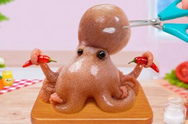 Best Tiny Cooking Recipe 🐙 Let's Make Spicy Mustard Baked Octopus | Petite Cooking