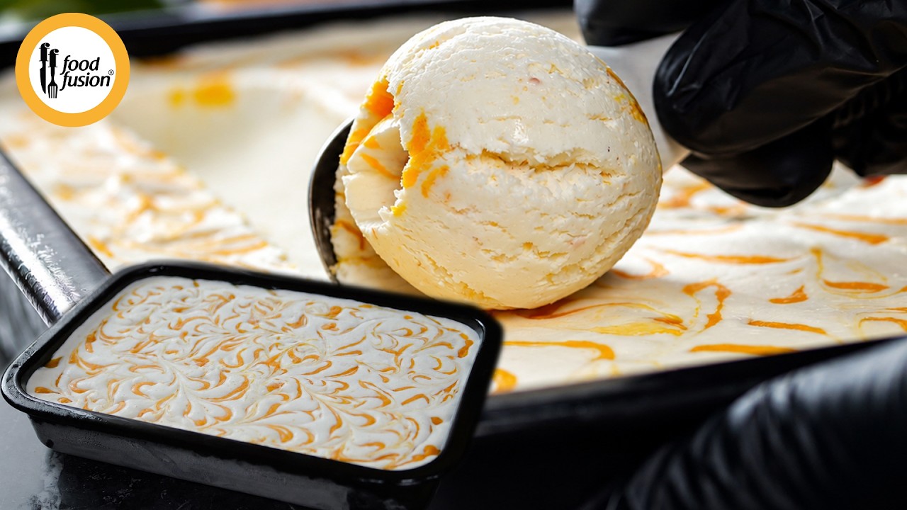 Mango Lychee Ice Cream Recipe By Food Fusion (Summer Special) Mango Lychee Ice Cream Recipe By Food Fusion (Summer Special)