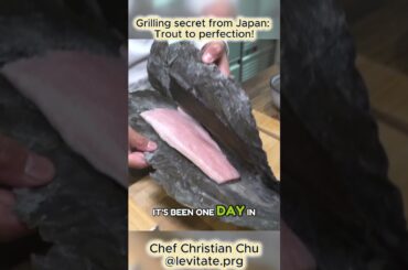 🐟🔥 Japanese Grilling Secret: Trout Cooked to Perfection! #foodshorts #gourmet #cooking