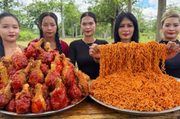 Amazing cooking chicken crispy fried and tasty noodle fried recipe