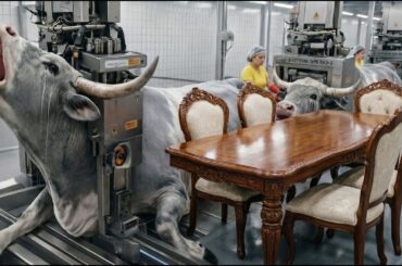 Inside Grey Brahman Bull White Horn Factory | Handmade Luxury Dining Set Production