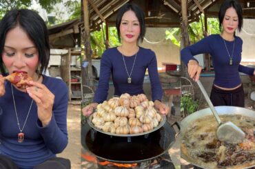 Amazing cooking deep fried garlic recipe and deep fried chicken recipe