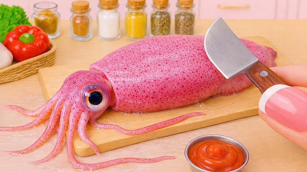 Mini Seafood Recipe 🦑 Making Yummy Japanese Style Stuffed Squid | Mimi Cooking Mini Seafood Recipe 🦑 Making Yummy Japanese Style Stuffed Squid | Mimi Cooking