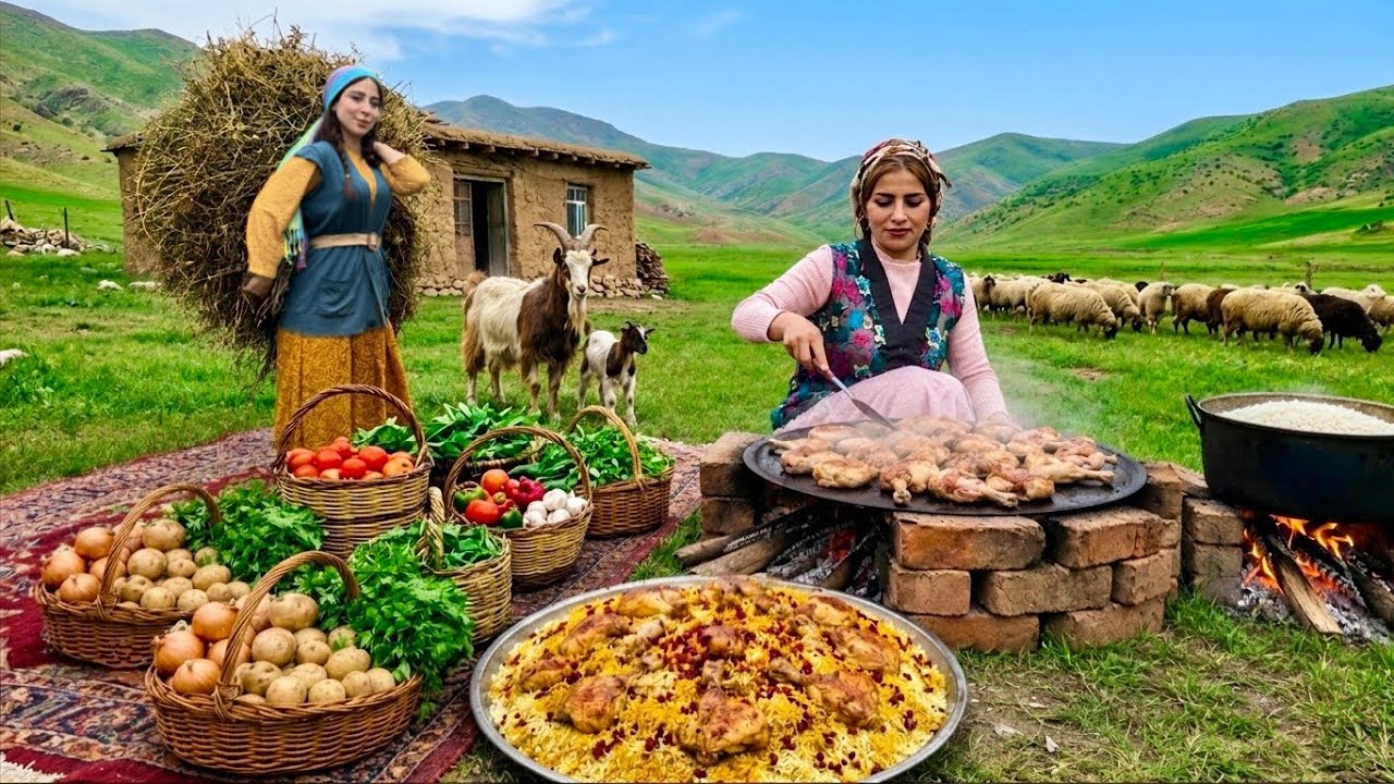 Daily Rural Life | Cooking Fried Chicken and Rice with Vegetable Salad in Village Daily Rural Life | Cooking Fried Chicken and Rice with Vegetable Salad in Village