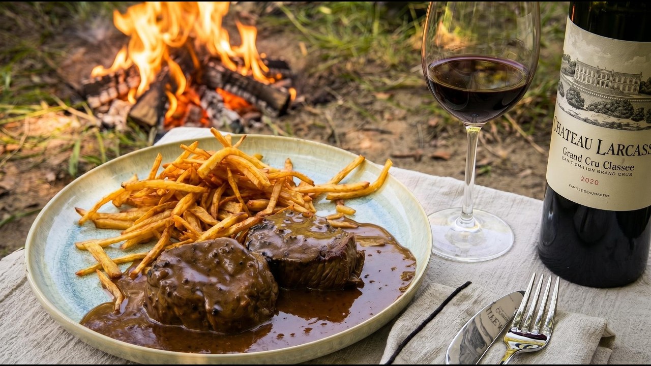 Steak Au Poivre Flambéed With Whisky Over Open Fire 🔥 Fine Dining Outdoors Steak Au Poivre Flambéed With Whisky Over Open Fire 🔥 Fine Dining Outdoors