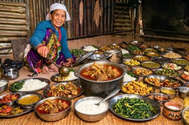 Simple Nepali Village Cooking || Ama Cooking Mutton Recipe on Open Fire || Authentic Cooking ||