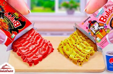 Best Korean Food 🌶️ How To Make Pink Carbonara Buldak VS Spicy Buldak Ramen | ASMR Cooking Mini Food
