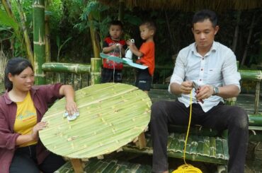 We finished a beautiful bamboo dining table, and it's a gift for Ngoan's family.cooking