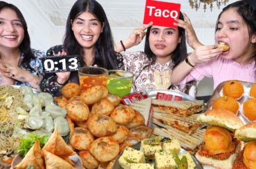 Guess the Words Food Eating Challenge | Golgappa, Momos, Noodles, Sandwich, Samosa, Vada Pav, Laddu