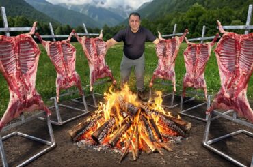The Crispiest Lamb Cooked Over Fire In The Mountains!