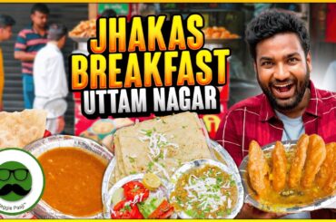 Delhi Uttam Nagar Breakfast Food Tour | Tanatan Chole Bhature, Kachori & More | Veggie Paaji